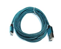 Кабель USB - Lightning, Blue, 2 м, армированный в оплетке, круглый , 3A