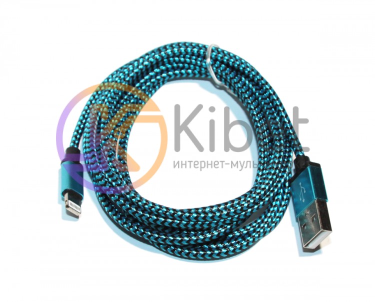 Кабель USB - Lightning, Blue, 2 м, армированный в оплетке, круглый , 3A