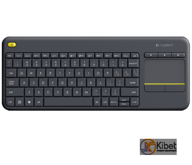 Клавиатура Logitech K400 Plus, Black, беспроводная, компактная, бесшумная, с сен