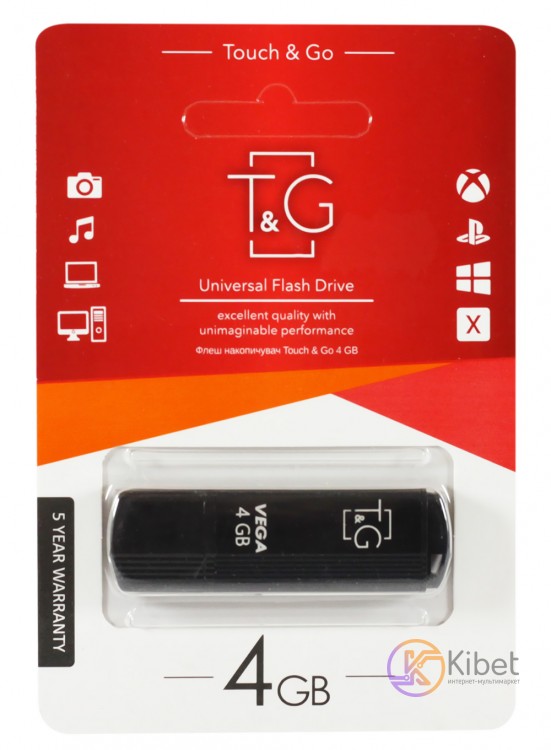 USB Флеш накопитель 4Gb T G 121 Vega series Black (TG121-4GBBK)