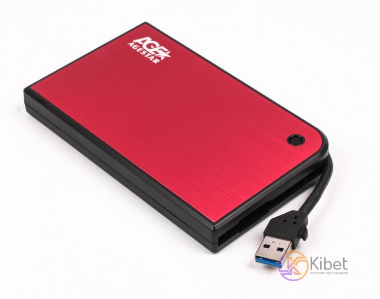 Карман внешний 2.5' AgeStar 3UB 2A14, Red, USB 3.0, 1xSATA HDD SSD, питание по U
