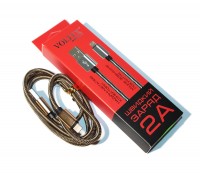 Кабель USB - Lightning, Gold, 1м, Voltex Mettal, алюминевые коннектора, плоски