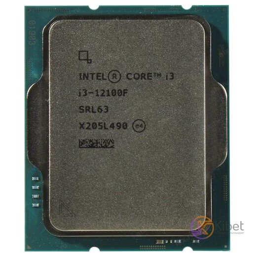Процессор Intel Core i3 (LGA1700) i3-12100F, Tray, 4x3.3 GHz (Turbo Boost 4.3 GH