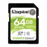 Карта памяти SDHC, 64Gb, Class10 UHS-I, Kingston Canvas Select (SDS 64GB)