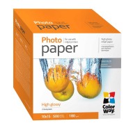 Фотобумага ColorWay, глянцевая, A6 (10x15), 180 г м?, 500 л (PG1805004R)