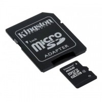 Карта памяти microSDHC, 16Gb, Class4, Kingston, SD адаптер (SDC4 16GB)