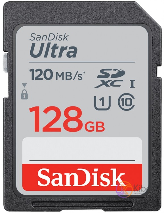 Карта памяти SDXC, 128Gb, Class10 UHS-I U1, SanDisk Ultra, 120 40 MB s (SDSDUN