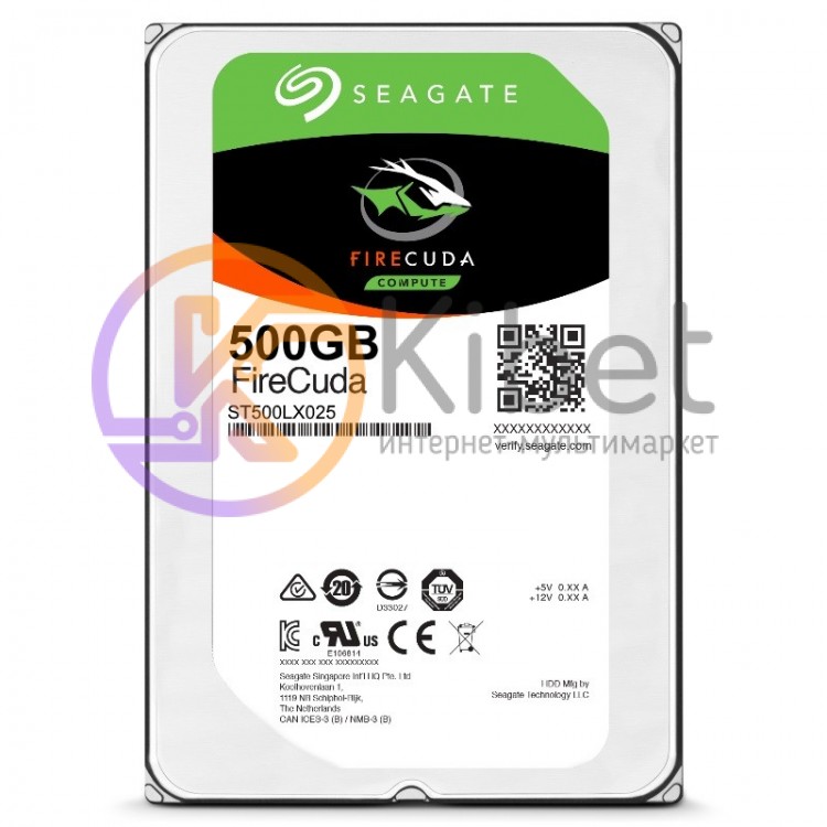 Жесткий диск 2.5' 500Gb Seagate FireCuda SSHD, SATA3, 128Mb, 5400 rpm (ST500LX02