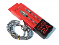 Кабель USB - Lightning, White, 1м, Voltex Mettal, алюминевые коннектора, плоск