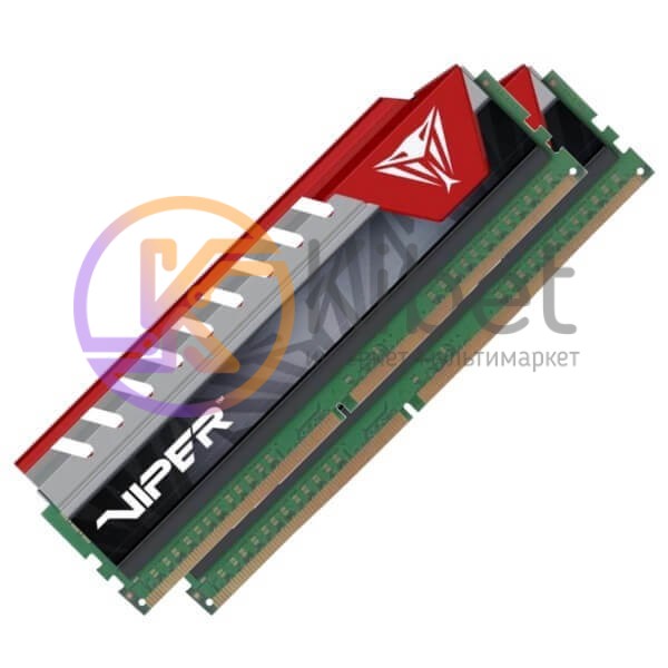 Модуль памяти 8Gb x 2 (16Gb Kit) DDR4, 2400 MHz, Patriot Viper Elite, Grey Red,