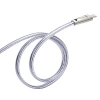 Кабель USB - USB Type-C, Hoco Zinc Alloy Jelly knitted, Silver, 1.2 м (U9)
