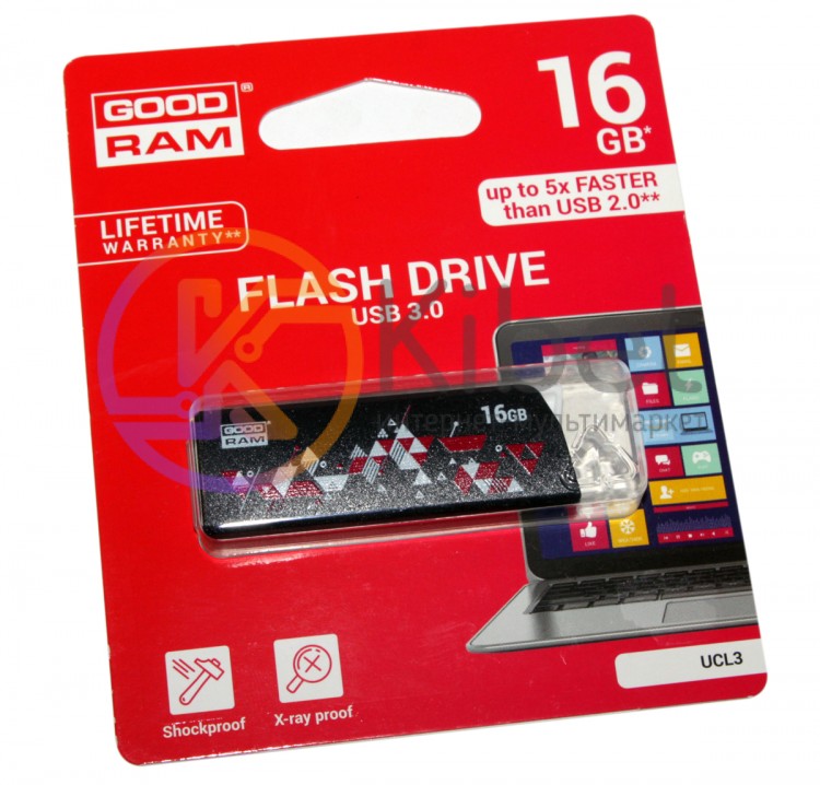 USB 3.0 Флеш накопитель 16Gb Goodram UCL3 (Cl!ck) Black UCL3-0160K0R11