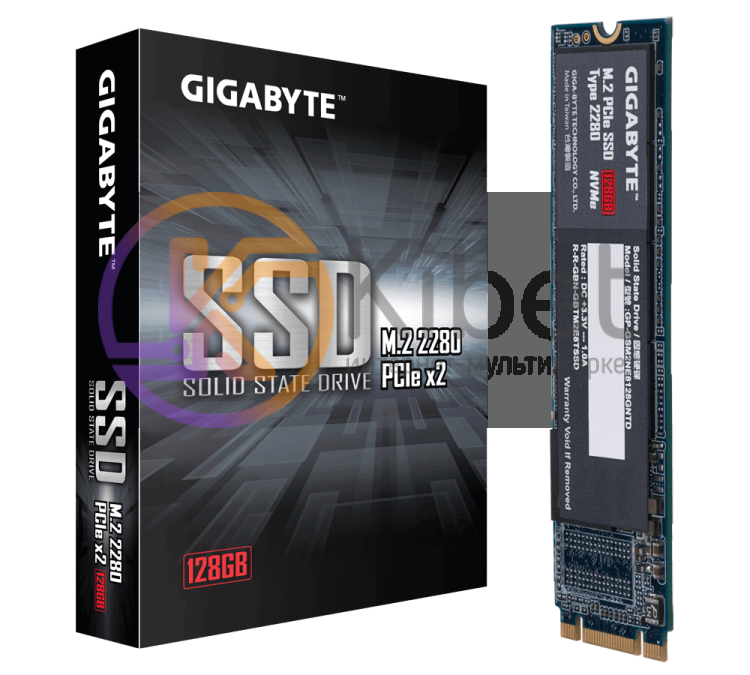 Твердотельный накопитель M.2 128Gb, Gigabyte, PCI-E 2x, TLC, 1100 500 MB s (GP-G