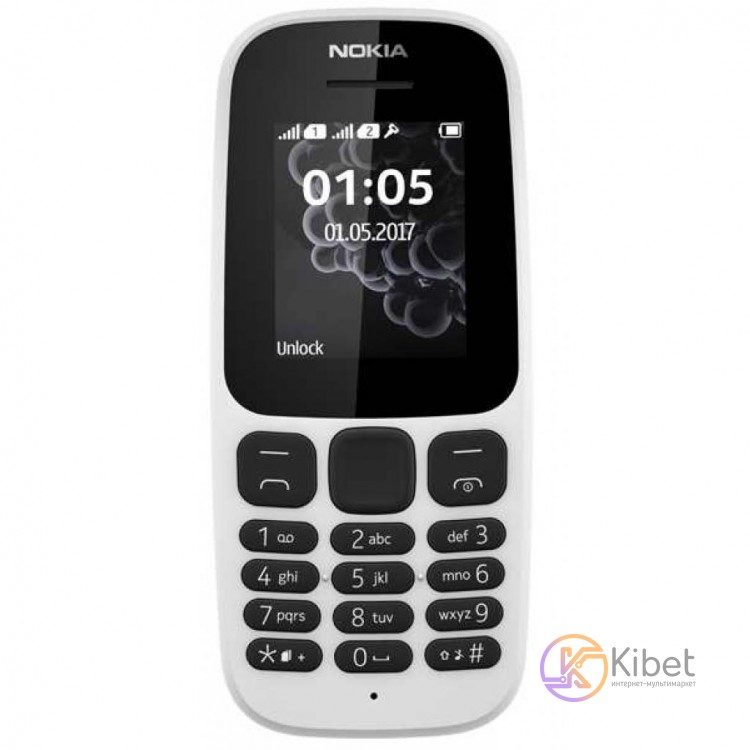Мобильный телефон Nokia 105 New White, 1 Sim