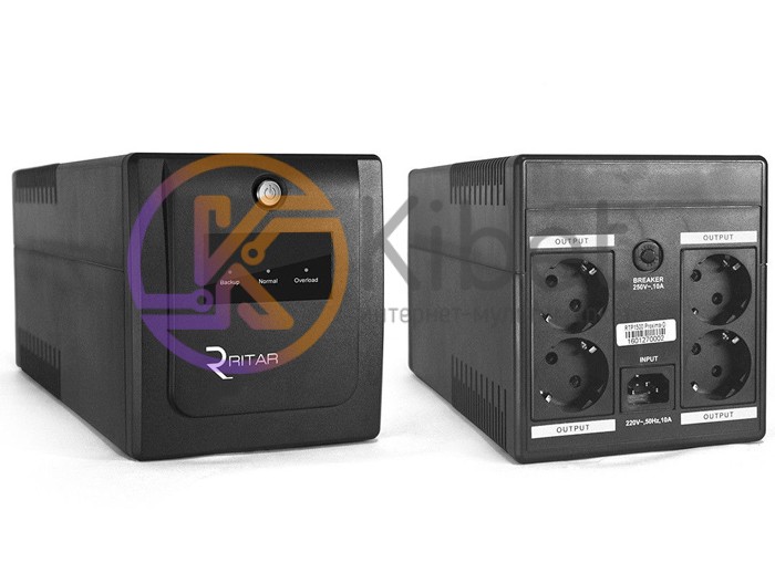 ИБП Ritar RTP1200 (720W) Proxima-D, LED, AVR, 5st, 4xSCHUKO socket, 2x12V7Ah, pl