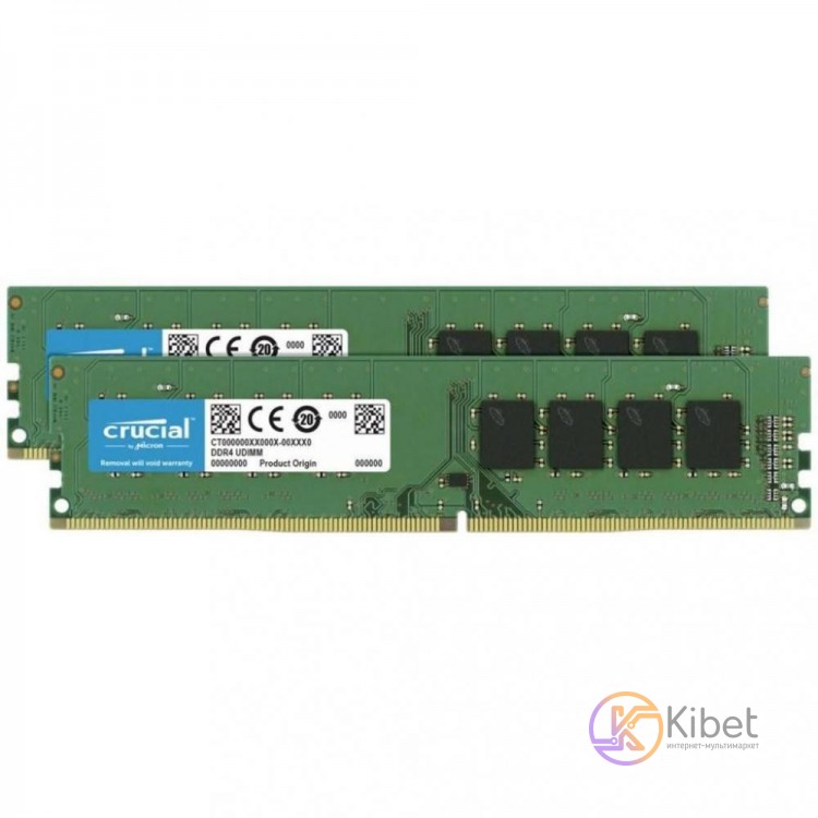 Модуль памяти 8Gb x 2 (16Gb Kit) DDR4, 2666 MHz, Crucial, CL19, 1.2V, с радиатор