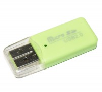 Card Reader внешний Merlion CRD-1GR, M2 microSD, Green