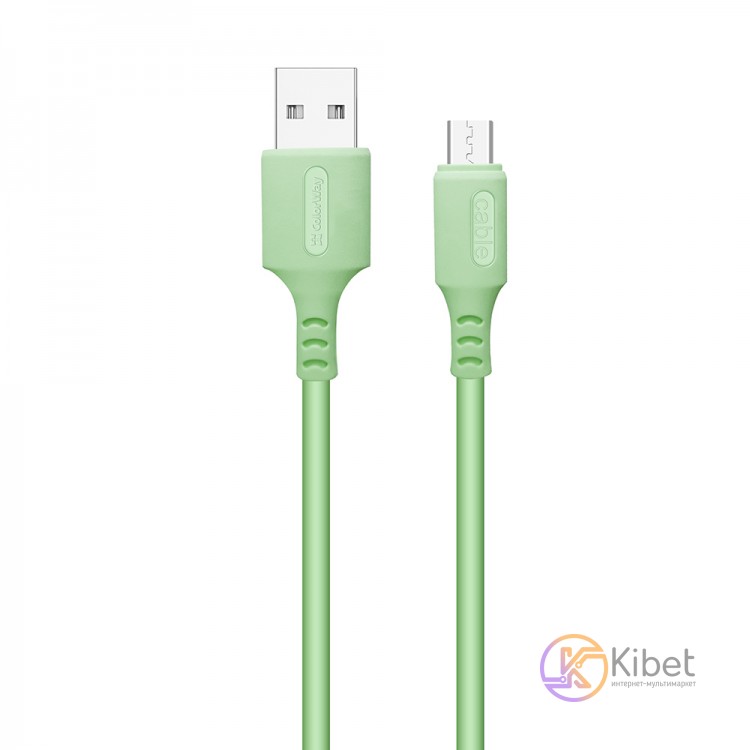 Кабель USB - micro USB 1 м ColorWay Green, 2.4A (CW-CBUM042-GR)