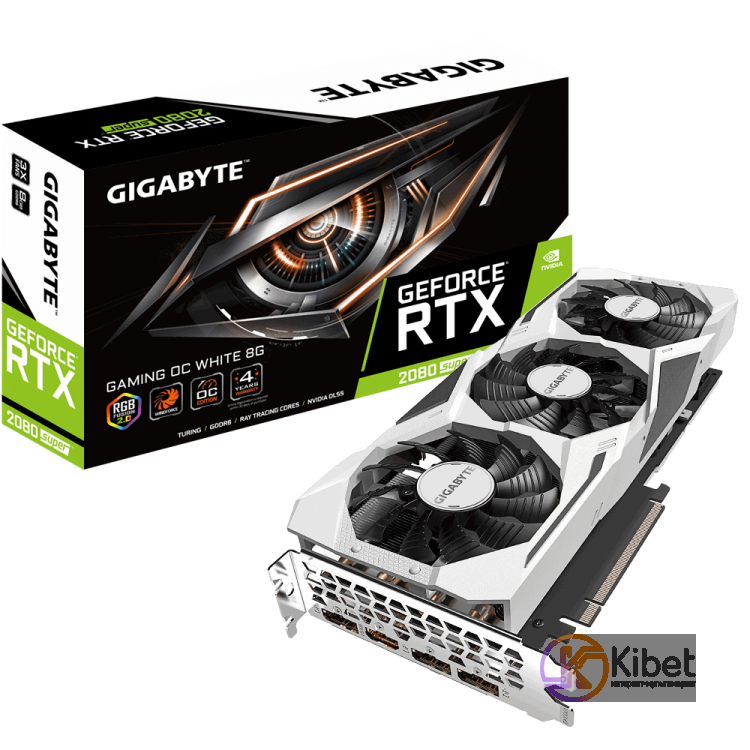 Видеокарта GeForce RTX 2080 SUPER, Gigabyte, GAMING OC WHITE, 8Gb DDR6, 256-bit,
