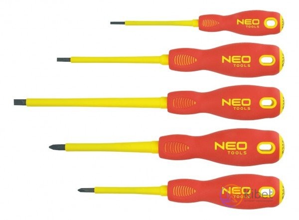 Набор отверток, Neo Tools 5 шт, отвертки: SL2.5х75 мм, SL4х100 мм, SL6.5х150 мм,