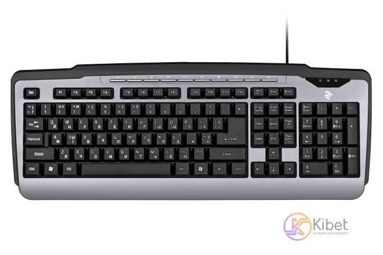 Клавиатура 2E KM1010UB, Black Gray, подставка под запястье, USB, 1,5 м (2E-KM101