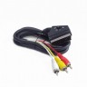 Кабель Audio-Video RCA - SCART Cablexpert, 3 тюльпана (M) SCART 1,8 м, Black (