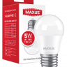 Лампа светодиодная E27, 5W, 4100K, G45, Maxus, 540 lm, 220V (1-LED-742)
