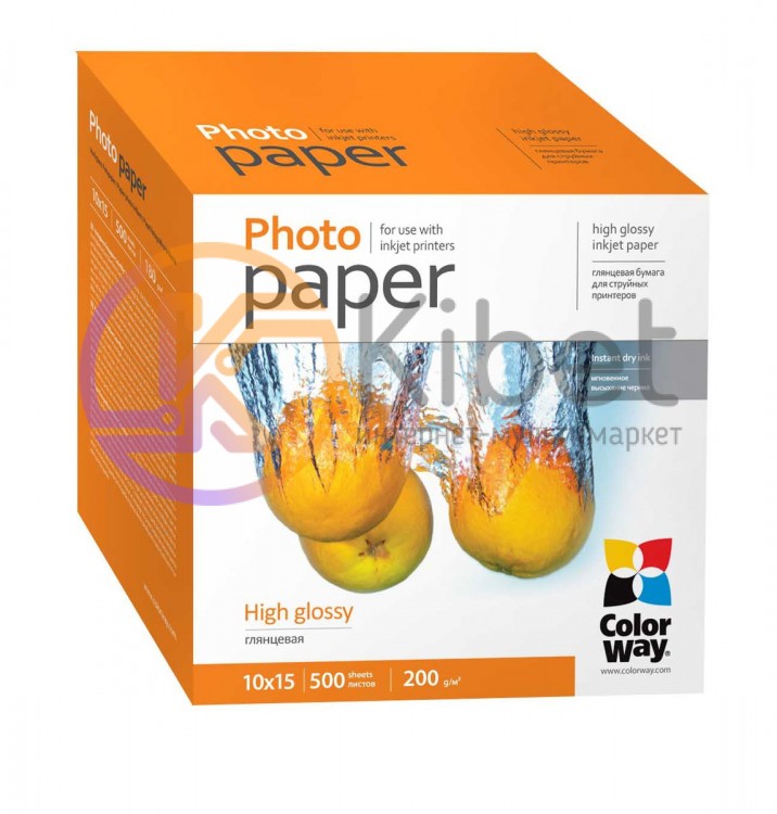 Фотобумага ColorWay, глянцевая, A6 (10х15), 200 г м?, 500 л (PG2005004R)