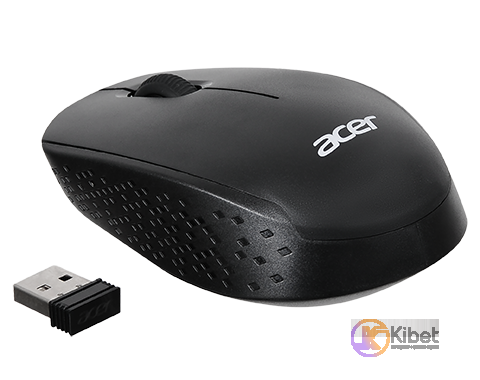 Мышь беспроводная Acer OMR020, Black, USB, оптическая, 1200 dpi, 2 кнопки, 1xAA