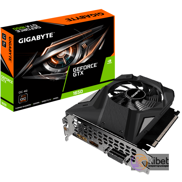 Видеокарта GeForce GTX 1650, Gigabyte, OC, 4Gb DDR6, 128-bit, DVI HDMI DP, 1635