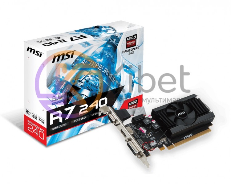 Видеокарта Radeon R7 240, MSI, 2Gb DDR3, 64-bit, VGA DVI HDMI, 600 1600MHz, Low