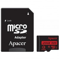Карта памяти microSDXC, 128Gb, Class10 UHS-1, Apacer, R85MB s, SD адаптер, AP12