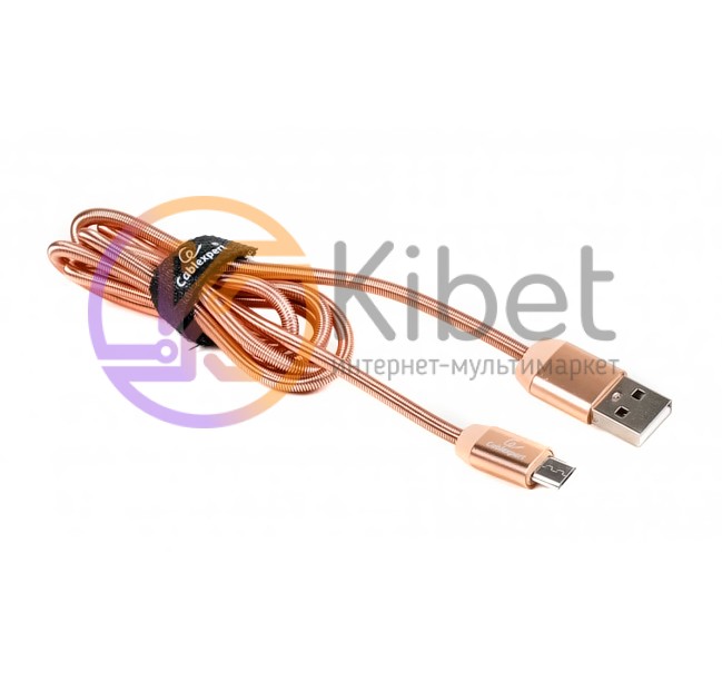 Кабель USB 2.0 - 1.0м AM Micro-B Cablexpert CCPB-M-USB-08G, Gold, премиум, 2.4А
