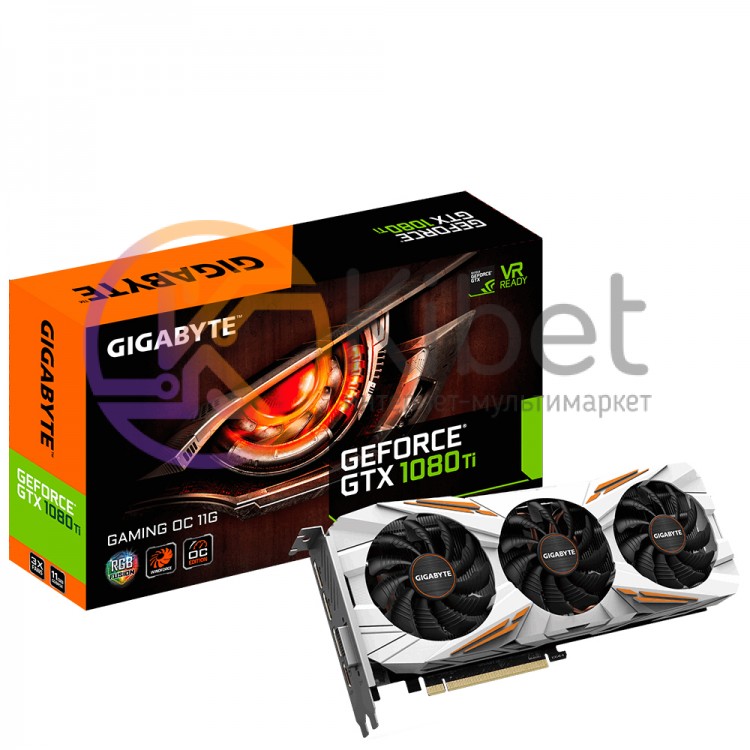 Видеокарта GeForce GTX1080Ti OC, Gigabyte, Gaming OC, 11Gb DDR5X, 352-bit, DVI H