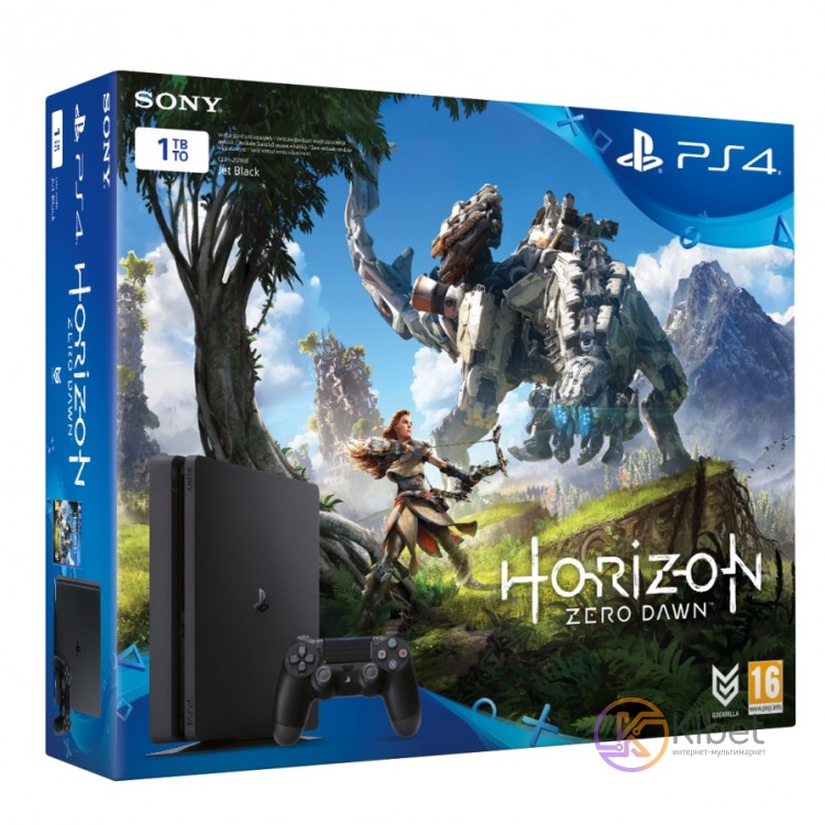 Игровая приставка Sony PlayStation 4, 1000 Gb, Black + Horizon Zero Dawn