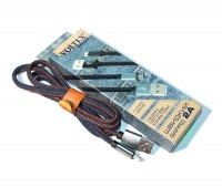 Кабель USB - Lightning, Blue, 1м, Voltex Jeans, алюминевые коннектора, плоский