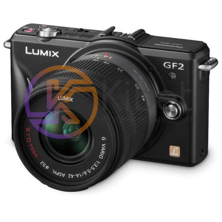 Фотоаппарат Panasonic Lumix DMC-GF2K Black, 14-42 kit, 12.1Mpx, LCD 3', зум опти