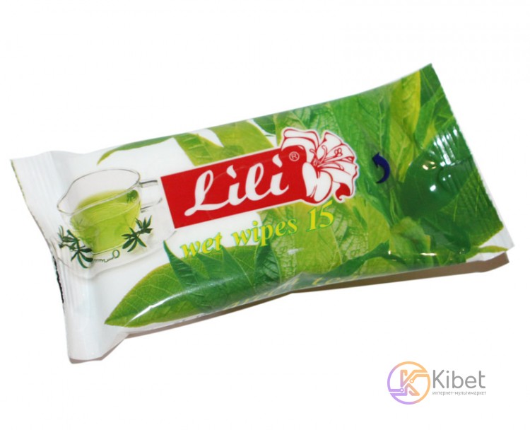Влажные салфетки LiLi, 15 шт, зелёный чай