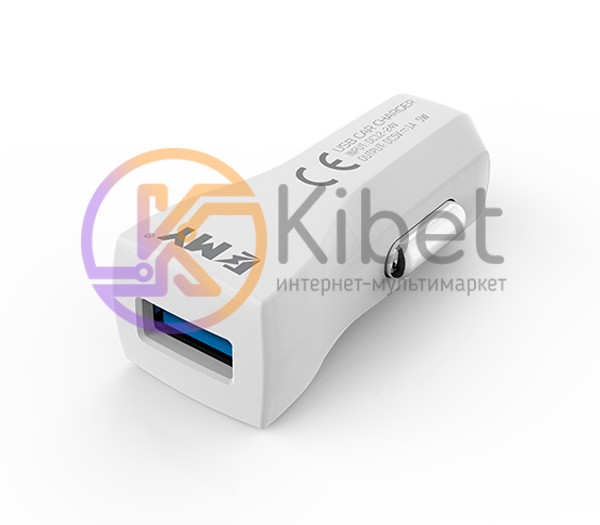 Автомобильное зарядное устройство EMY, White, 1xUSB, 1A, кабель USB - iPhone5
