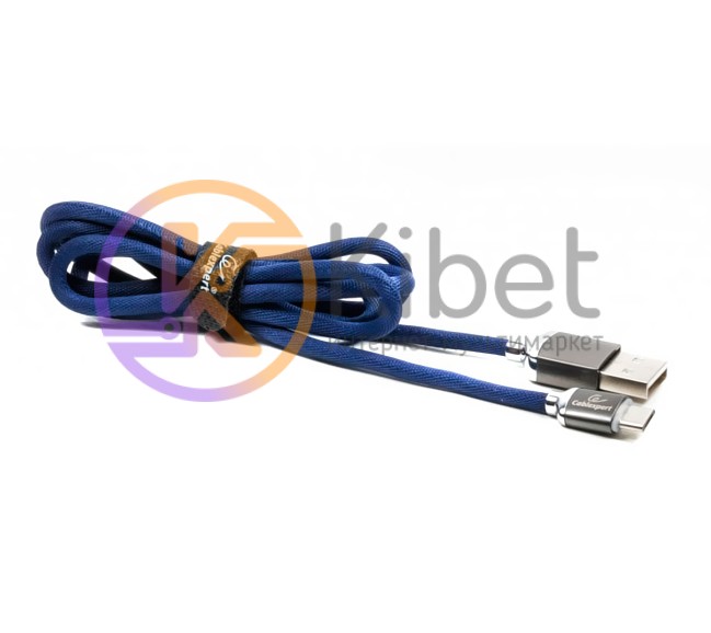 Кабель USB 2.0 - 1.0м AM Micro-B Cablexpert CCPB-M-USB-07B, Blue, премиум, 2.4А