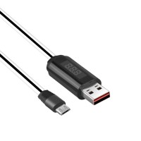 Кабель USB - microUSB, Hoco LED displayed timing, White, 1 м (U29)