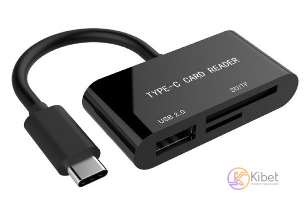 Card Reader внешний Cablexpert UHB-CR3-02, USB Type-C, поддержка форматов SD и T