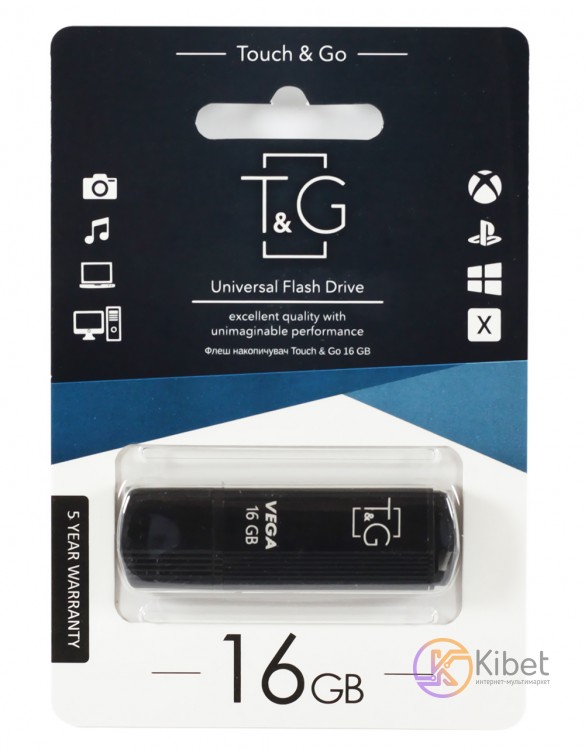 USB Флеш накопитель 16Gb T G 121 Vega series Black (TG121-16GBBK)