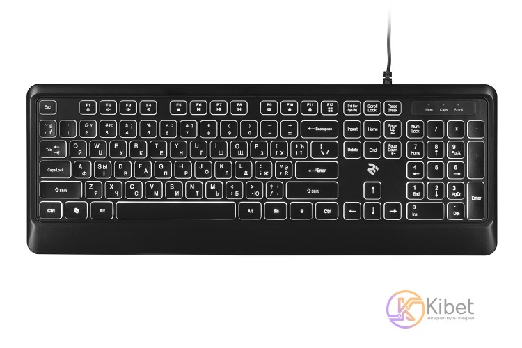 Клавиатура 2E KS110 Illuminated, Black, подсветка, USB, 1,5 м (2E-KS110UB)