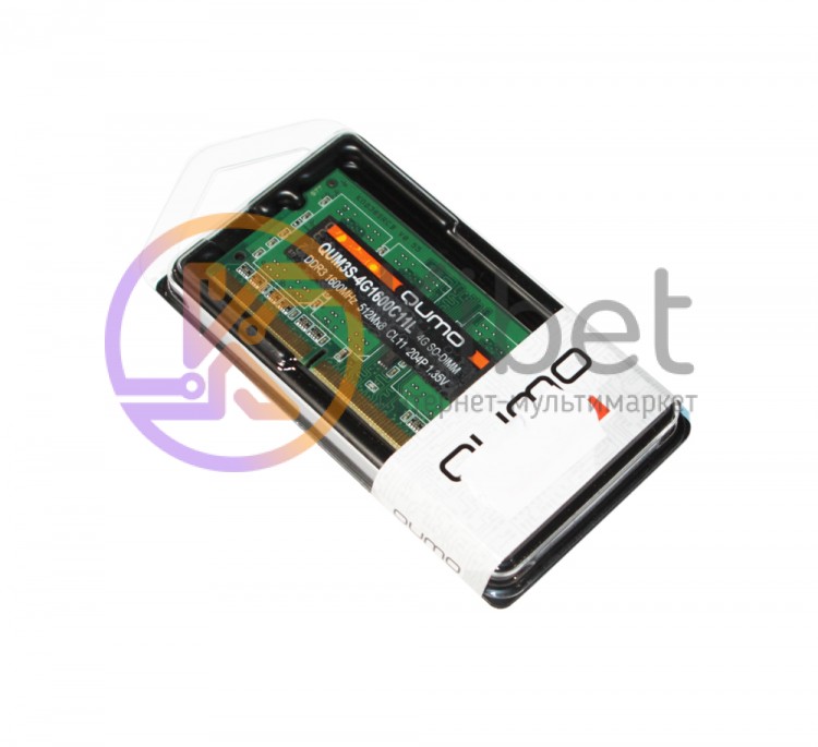 Модуль памяти SO-DIMM 4Gb, DDR3, 1600 MHz (PC3-12800), Qumo, 1.35V (QUM3S-4G1600