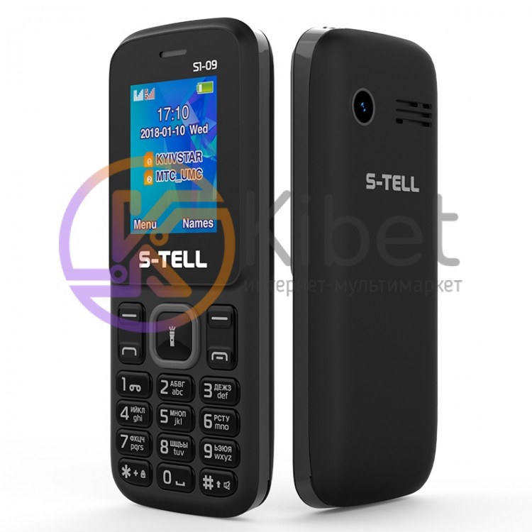Мобильный телефон S-Tell S1-09 Black, 2 Sim, 1.8' TFT (160x128), BT, FM, Cam 0.3