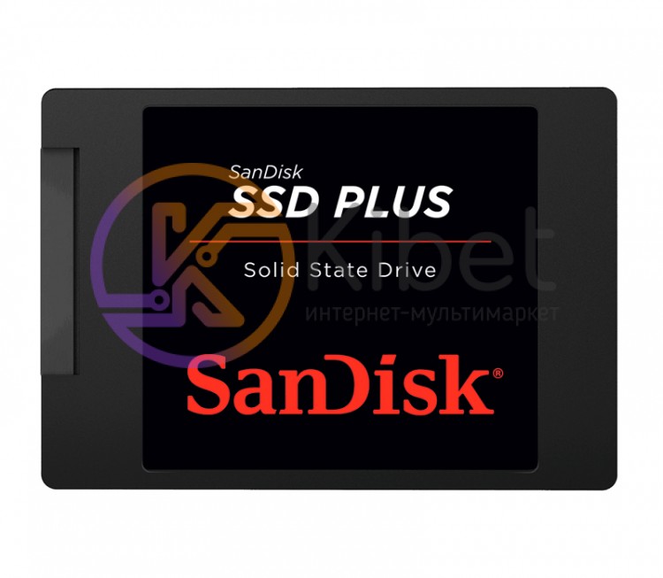 Твердотельный накопитель 480Gb, SanDisk SSD Plus, SATA3, 2.5', TLC, 535 445 MB s