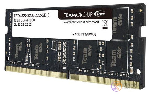 Модуль памяти SO-DIMM, DDR4, 32Gb, 3200 MHz, Team, 1.2V, CL22 (TED432G3200C22-S0