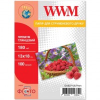 Фотобумага WWM, глянцевая, 13х18, 180 г м2, 100 л, Premium Series (G180.P100.Pre
