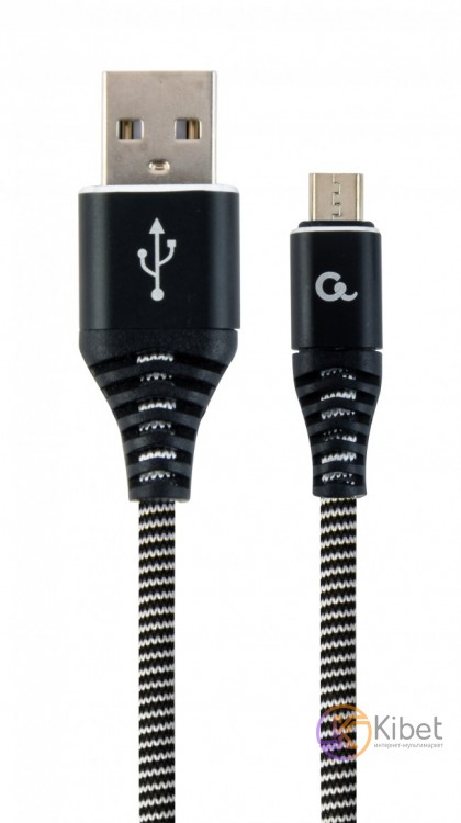 Кабель USB 2.0 - 1.0м AM Micro-B Cablexpert CC-USB2B-AMmBM-1M-BW, премиум, 2.1А